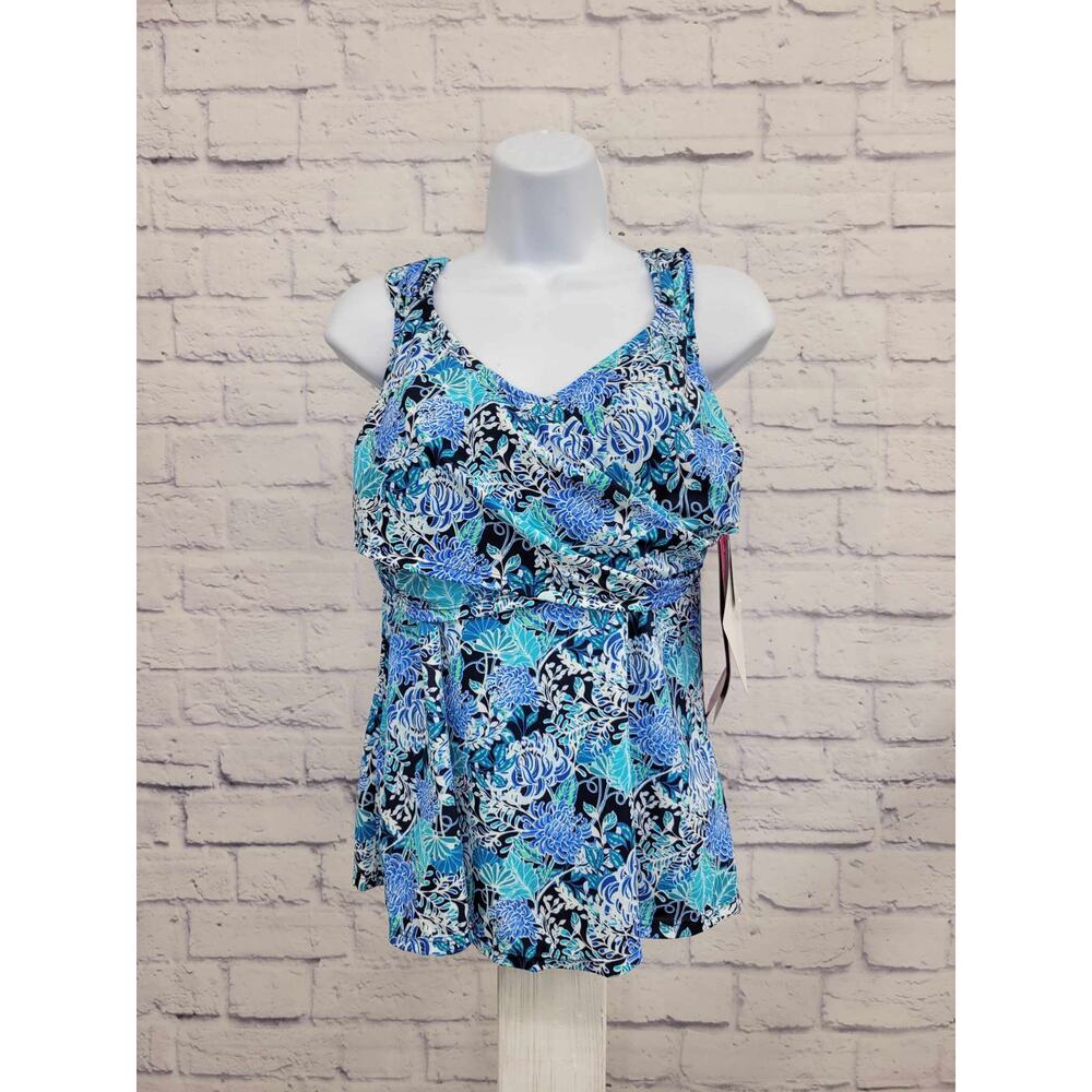 10R BLUE A376257 Fit 4 U Wide Strap Sweetheart Tankini NWT